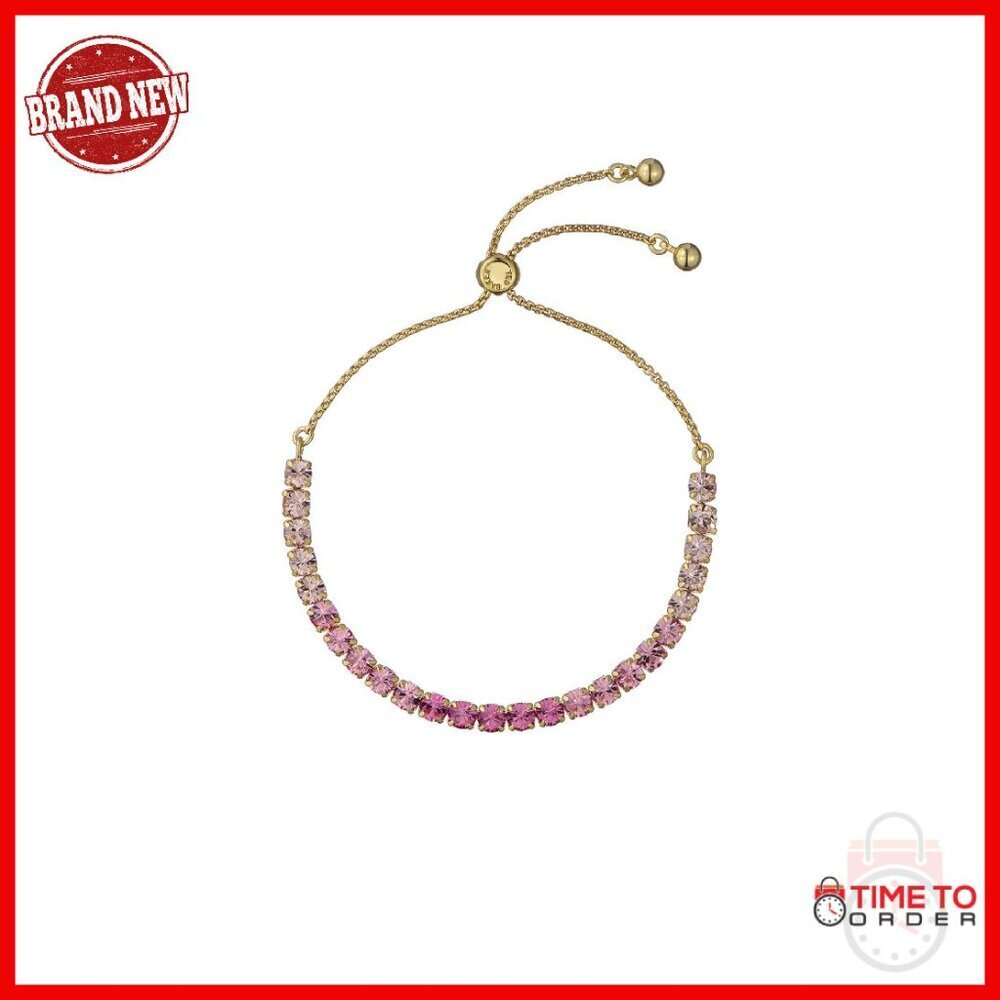 Adjustable Tennis Bracelet with Crystal Accents, Silver Tone, 21cm